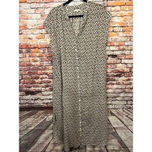 Cream black xirena dress button down semi sheer sleeveless women's size small